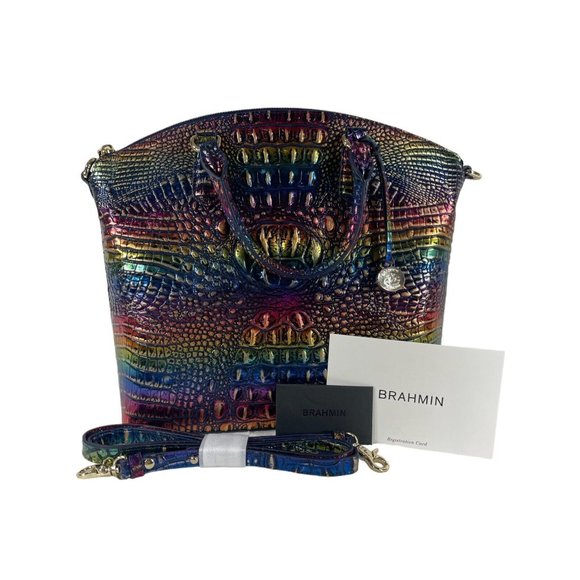 Brahmin Large Duxbury Satchel Technicolor Melbourne Genuine Leather NWT